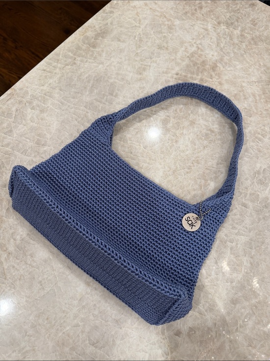 The Sak Handbags - The Sak Crochet Shoulder Bag in Dusty Blue